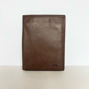 Fossil Dark Brown Leather Wallet Men bi-fold